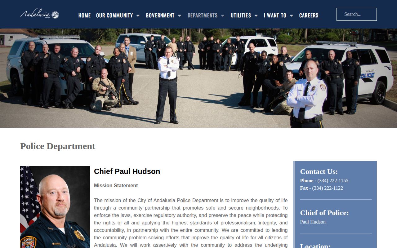 Official Andalusia Police Department webpage