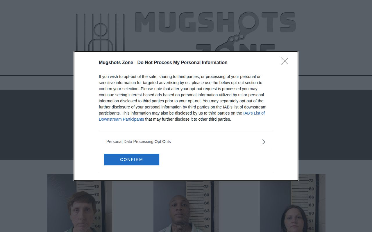 Unofficial Covington County page with booking fields and disclaimer
