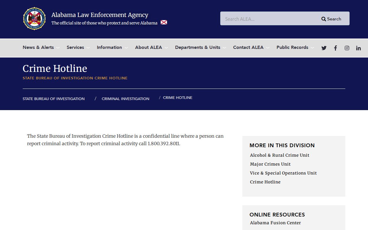 Official ALEA tip route for Covington County wanted information