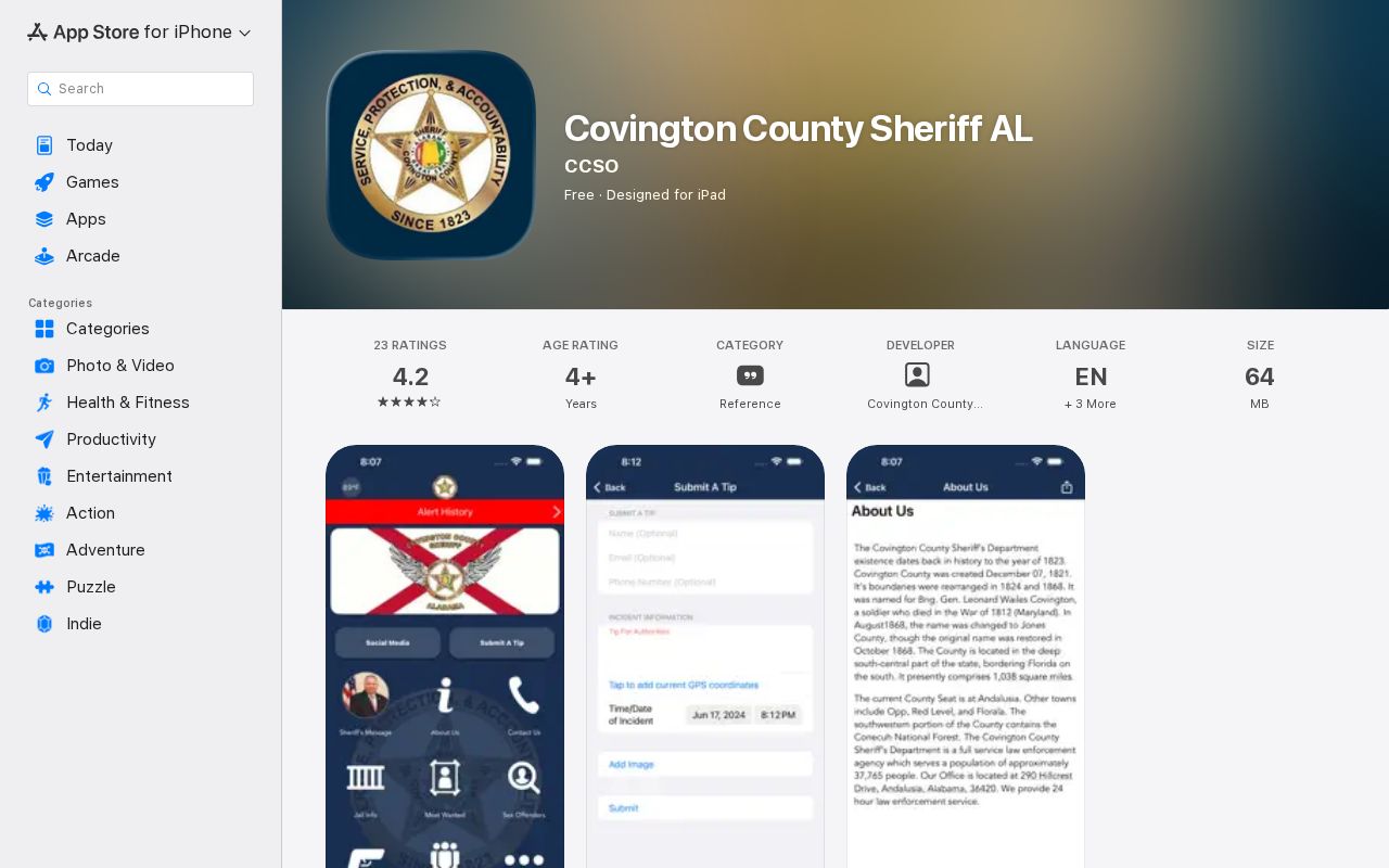 Covington County arrest information in the official sheriff app